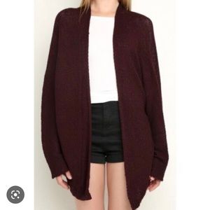 Brandy Melville Maroon Caroline Front Wool Cardigan